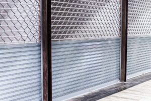 Storefront with Closed Corrugated Roll-up Door
